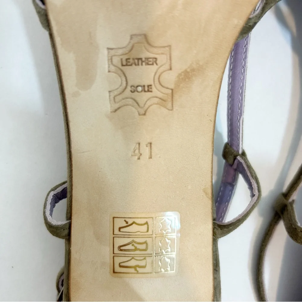 Boden Lavender Gray Suede Sling back Heels 41 US 9.5 Retro Bohemian Classic